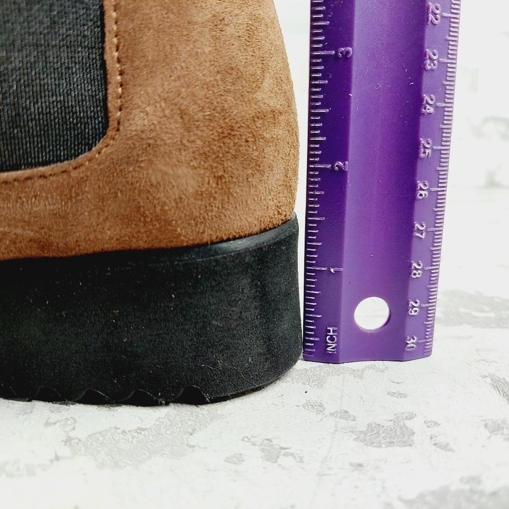 New Amalfi By Rangoni Brown Suede Pull On Chunky Sole Chelsea Boots W687 - Picture 9 of 12